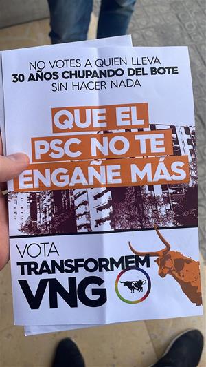 Transformem-VNG denuncia una campanya de suplantació electoral. Transformem-VNG 