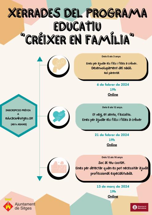 La regidoria d’Educació promou el cicle de xerrades ‘Créixer en família’ 2024