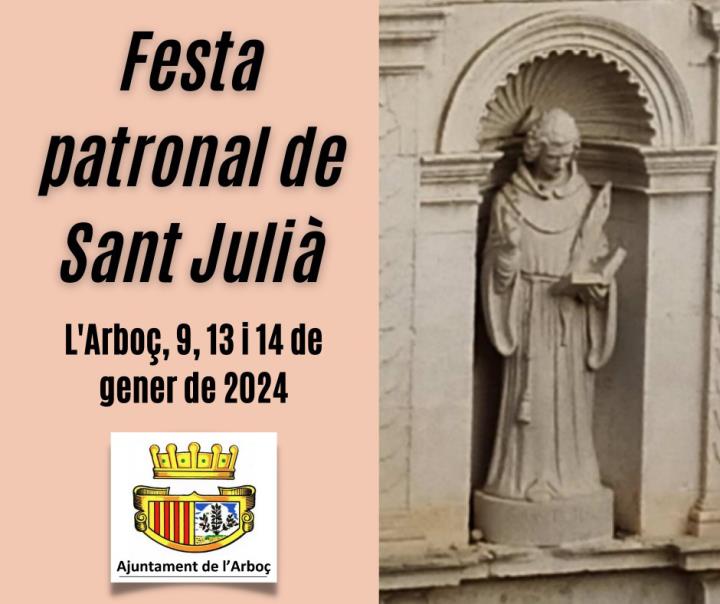L'Arboç commemorarà la festa patronal de Sant Julià
