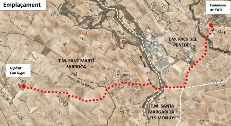 Aprovat el projecte urbanístic per connectar Castellví de la Marca i Sant Martí Sarroca a la xarxa d'abastament d'aigua . Generalitat de Catalunya