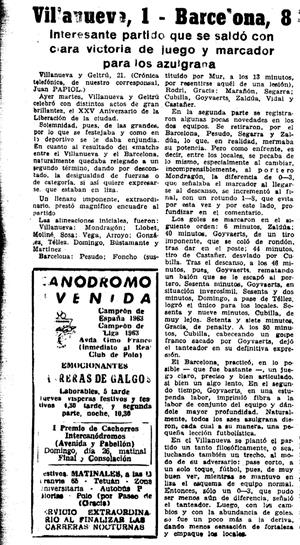 Crònica de Joan Papiol a 'El Mundo Deportivo' (22 de gener de 1964)
