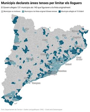 El Govern afegeix 131 municipis, entre ells, Cunit i Calafell, a la llista de zones tensionades per limitar el preu del lloguer. ACN