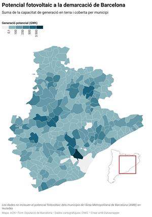 El potencial fotovoltaic de la demarcació de Barcelona és del 140% del consum elèctric actual, segons la Diputació