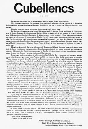 Full redactat per la candidatura de Narcís Bardají (Fons Joan Vidal)