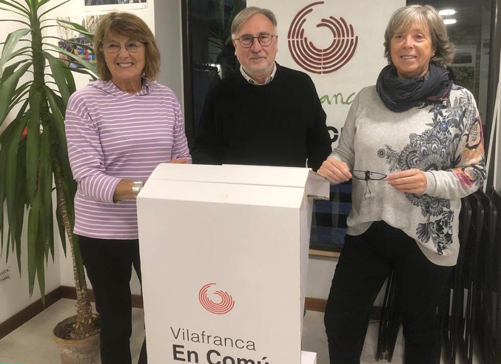 Imatge de la roda de premsa de Vilafranca en Comú. Eix