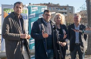 Jordi Parcerisas, Jaume Casañas, Mònica Gallardo i Xavier Lluch en roda de premsa. Eix