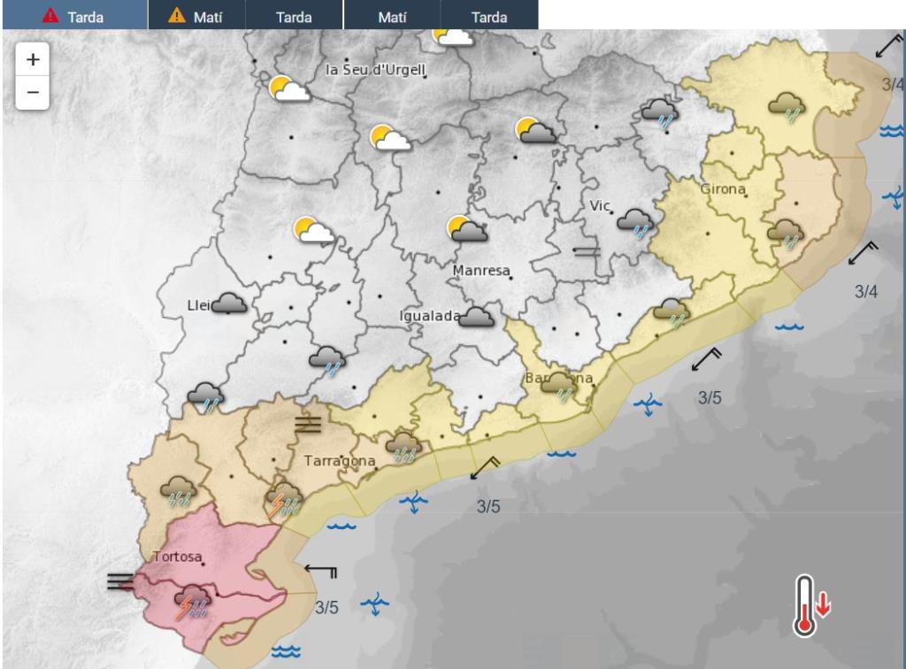 La Generalitat manté en alerta l’Inuncat i demana precaució fins a la mitjanit. EIX