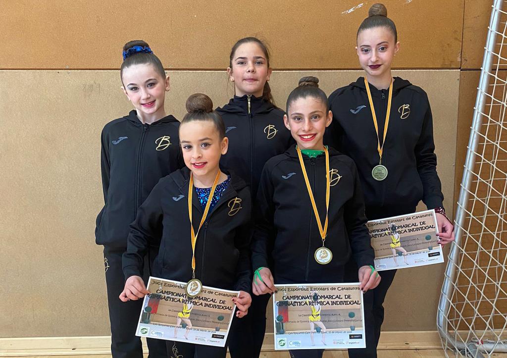 Les gimnastes del Gimnàstic Ballerina Vilanova i la Geltrú . Eix