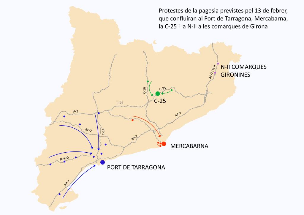 Noves protestes dels pagesos amb concentracions a Mercabarna i el port de Tarragona. ACN