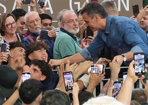 Pedro Sánchez al seu míting a Vilanova i la Geltrú. JMR