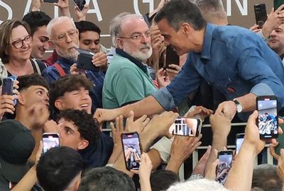 Pedro Sánchez al seu míting a Vilanova i la Geltrú. JMR