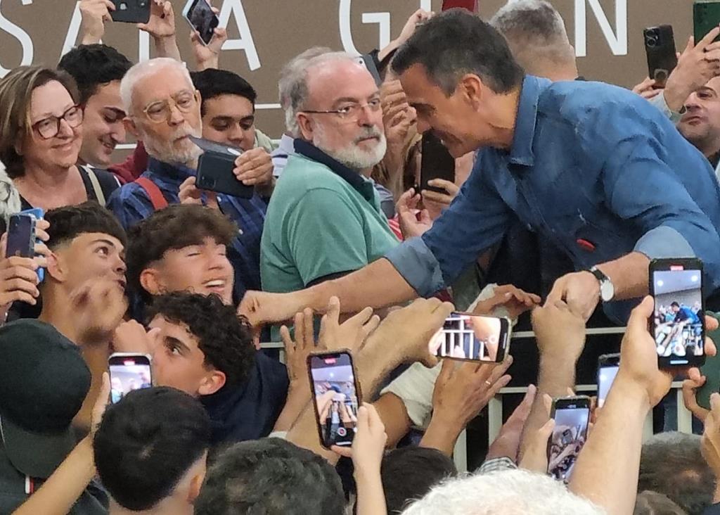 Pedro Sánchez al seu míting a Vilanova i la Geltrú. JMR