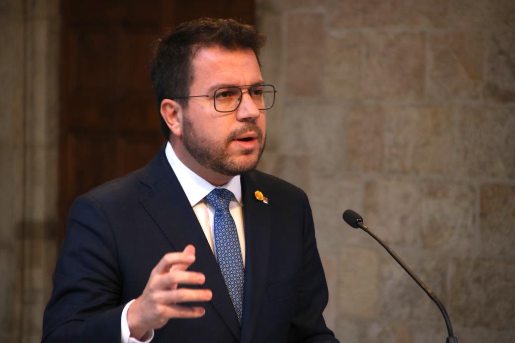 Pere Aragonès compareixent al Palau de la Generalitat per anunciar eleccions. ACN / Arnau Martínez