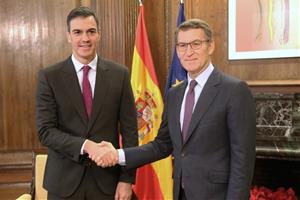 Reunió entre Pedro Sánchez i  Alberto Núñez Feijóo al Congrés dels Diputats. ACN / Miquel Vera