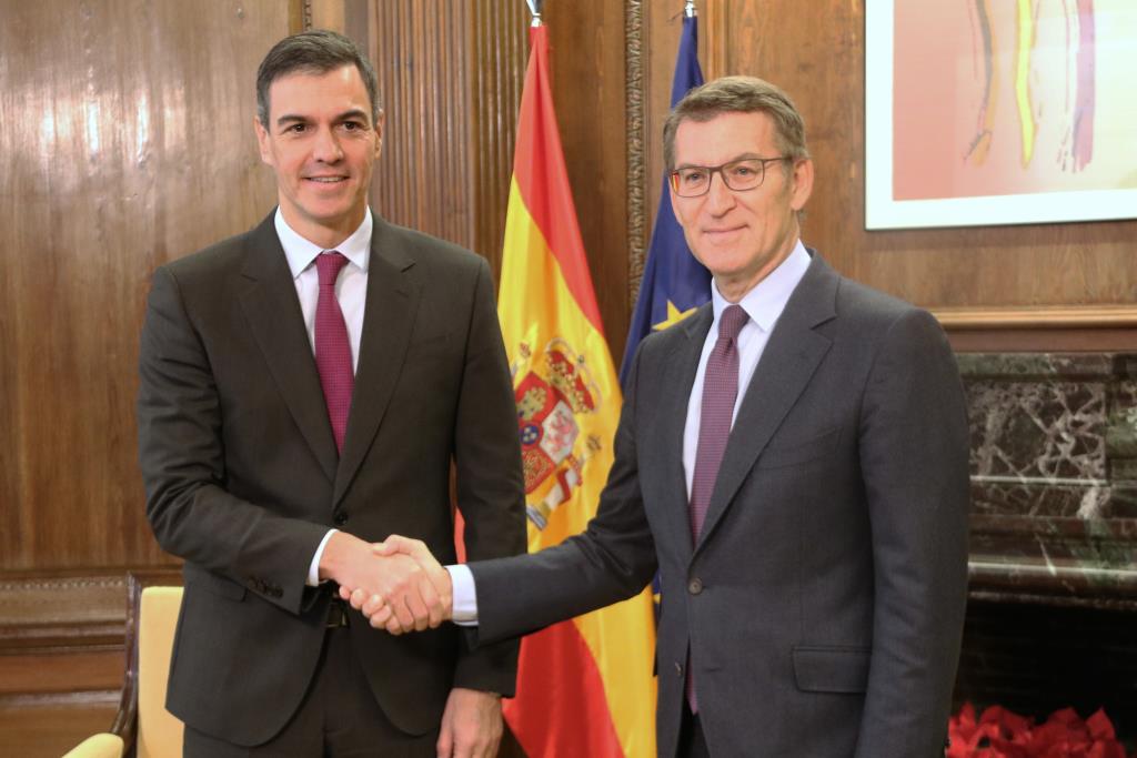 Reunió entre Pedro Sánchez i  Alberto Núñez Feijóo al Congrés dels Diputats. ACN / Miquel Vera