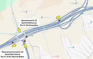 Talls de trànsit a la C-15 aquesta setmana per obres en el ferm entre Vilafranca i Canyelles