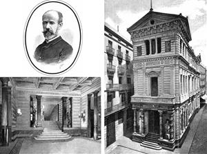 Tiberi Sabater i la imatge del vestíbul i de l'exterior del Borsí. La Ilustració Catalana