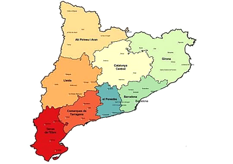 Vegueries de Catalunya. Eix