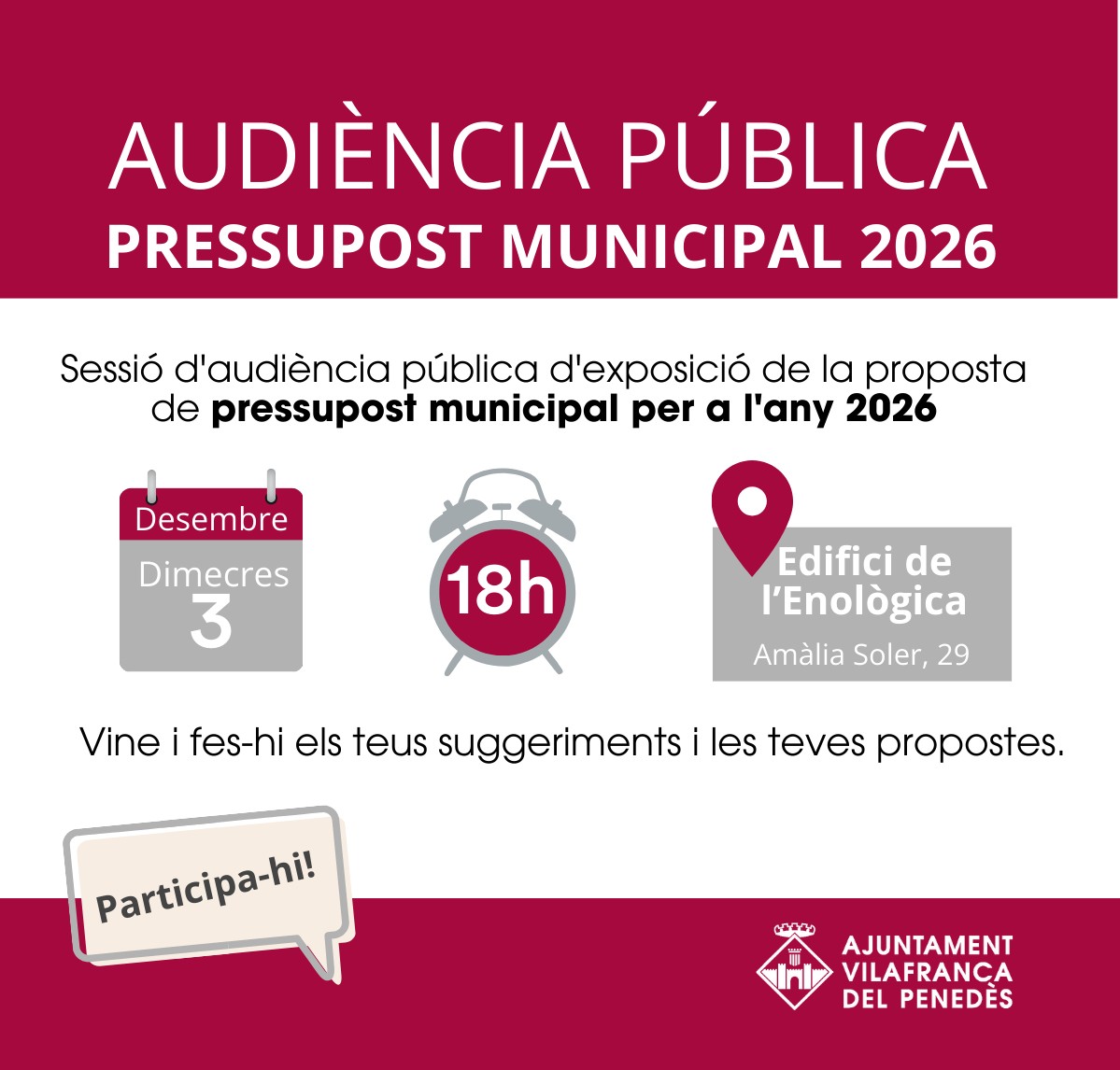 Audiència pública del pressupost municipal 2026