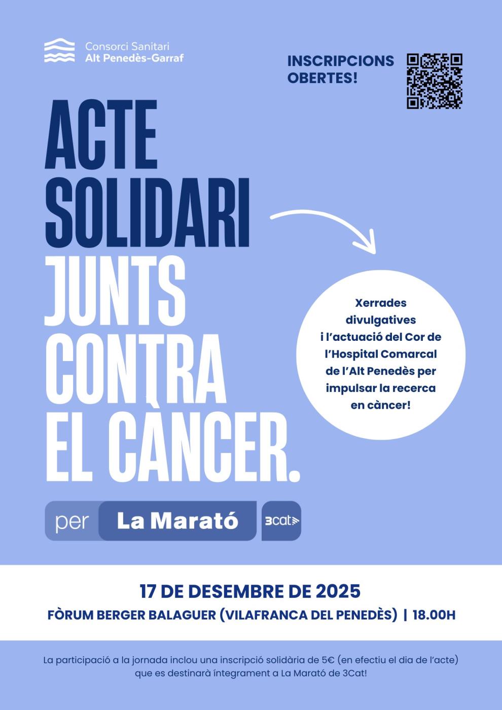 El Consorci Sanitari Alt Penedès-Garraf organitza una jornada solidària per La Marató de 3Cat