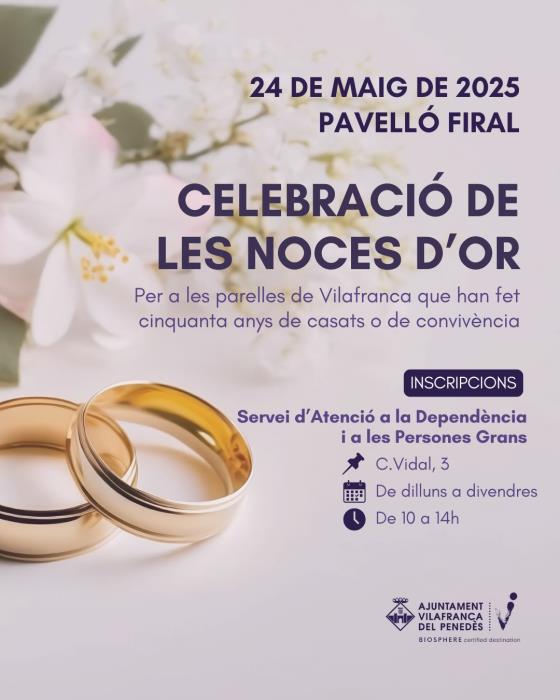 Inscripcions per a la celebració de les Noces d’Or de les parelles vilafranquines