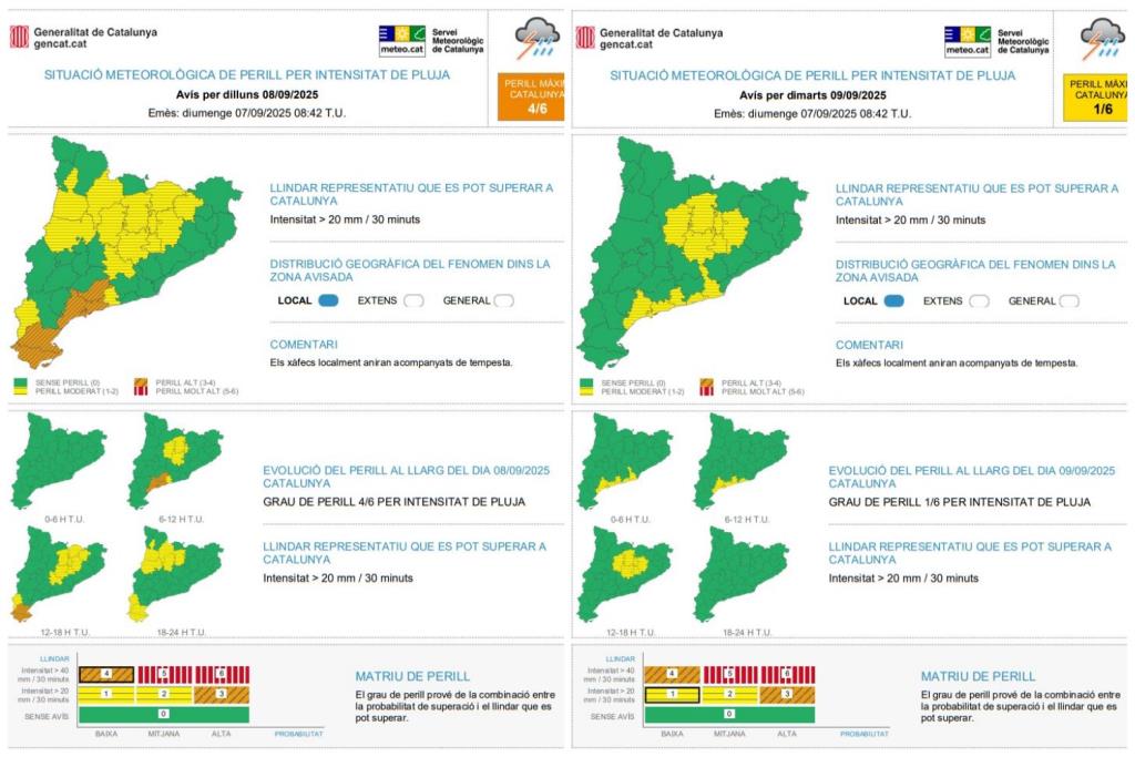 Alerta al Baix Penedès per intensitat de pluges aquest dilluns. EIX