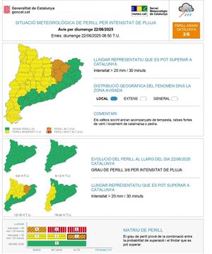 Alerta per tempestes fortes aquesta tarda i nit de diumenge al centre i oest de Catalunya