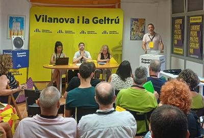 Assemblea de militants d’Esquerra Republicana a Vilanova i la Geltrú . Eix