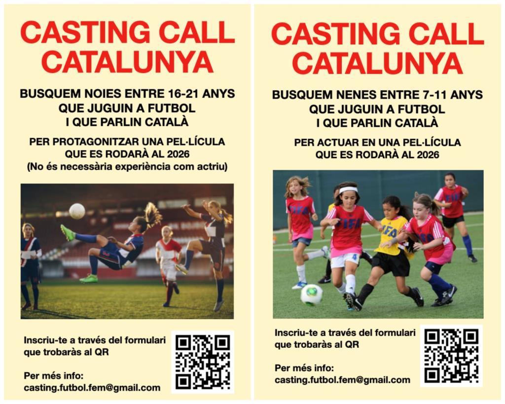 Busquen nenes i joves futbolistes per protagonitzar una pel·lícula sobre futbol femení rodada a Catalunya. EIX