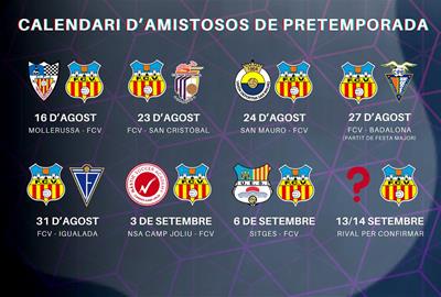 Calendari de pretemporada del FC Vilafranca. Eix