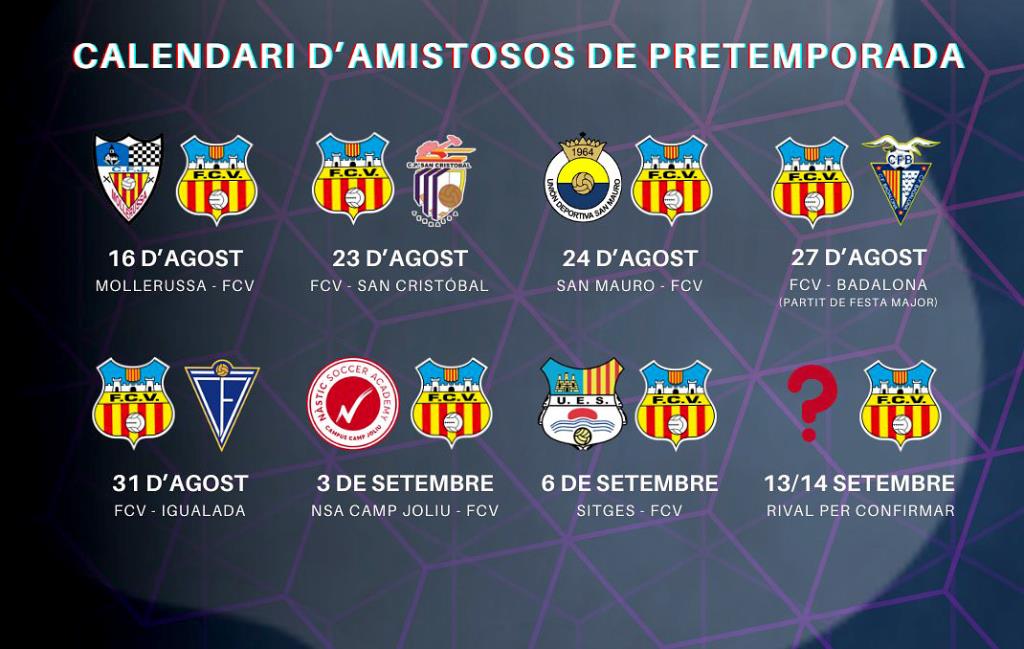 Calendari de pretemporada del FC Vilafranca. Eix