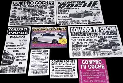 Cartells de compra i venda de vehicles. Eix