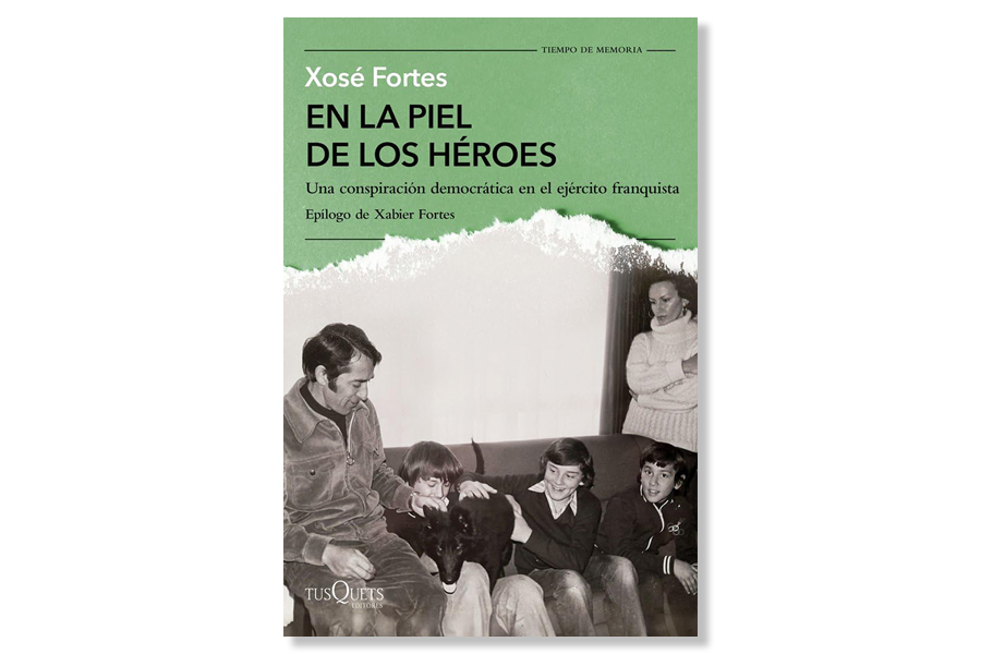 Coberta de ''En la piel de los héroes' de Xosé Fortes. Eix