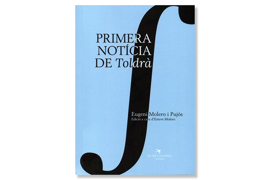 Coberta de 'Primera notícia de Toldrà', d'Eugeni Molero. Eix