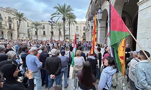Concentració a Vilanova i la Geltrú contra la intercepció de la flotilla solidària a Gaza