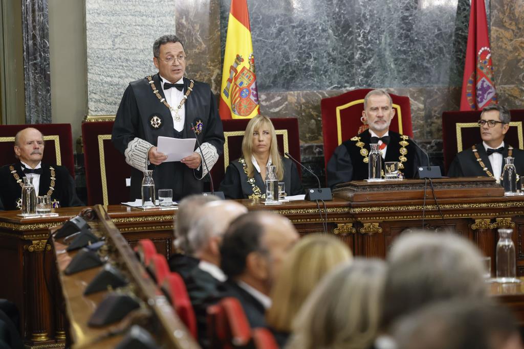 El fiscal general de l'Estat, durant la seva intervenció en l'acte d'obertura de l'any judicial  . ACN