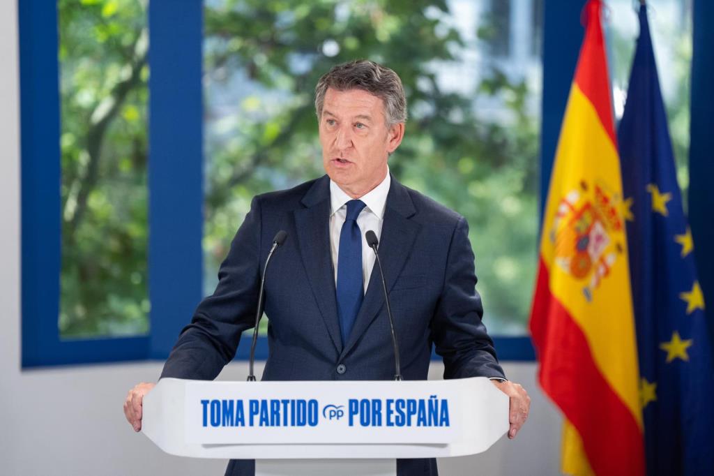 El líder del PP, Alberto Núñez Feijóo, aquest dijous a Madrid . ACN