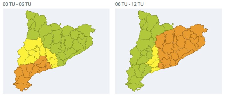 El Meteocat activa un avís de perill per pluges intenses al litoral i prelitoral aquest dijous. EIX