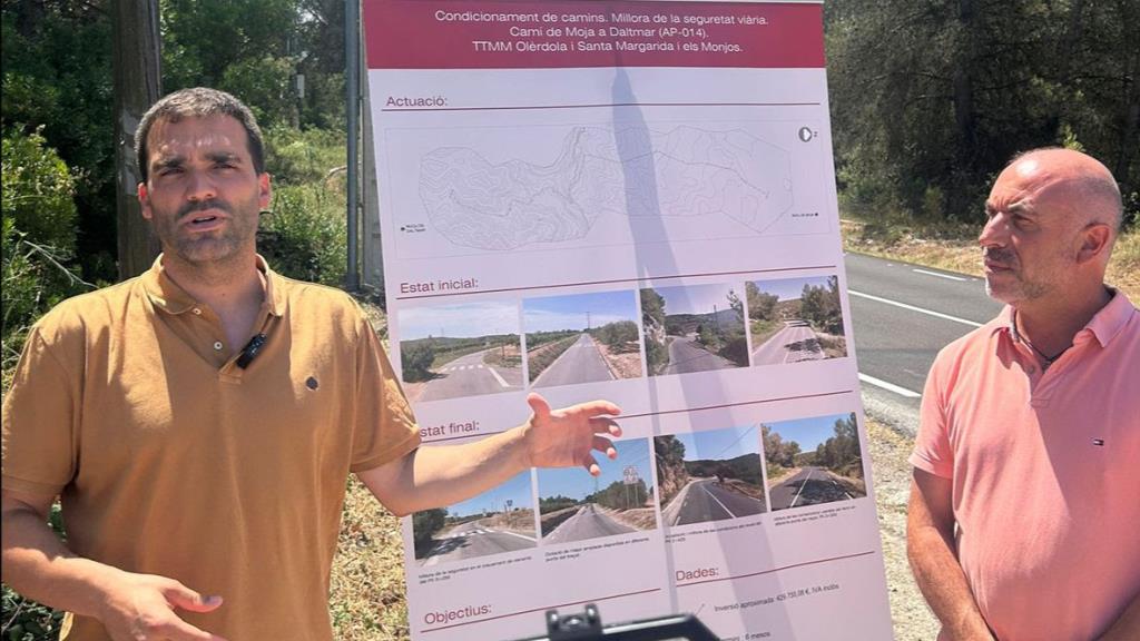 Finalitzades les obres de millora de seguretat viària del camí de Moja a Daltamar. Diputació de Barcelona