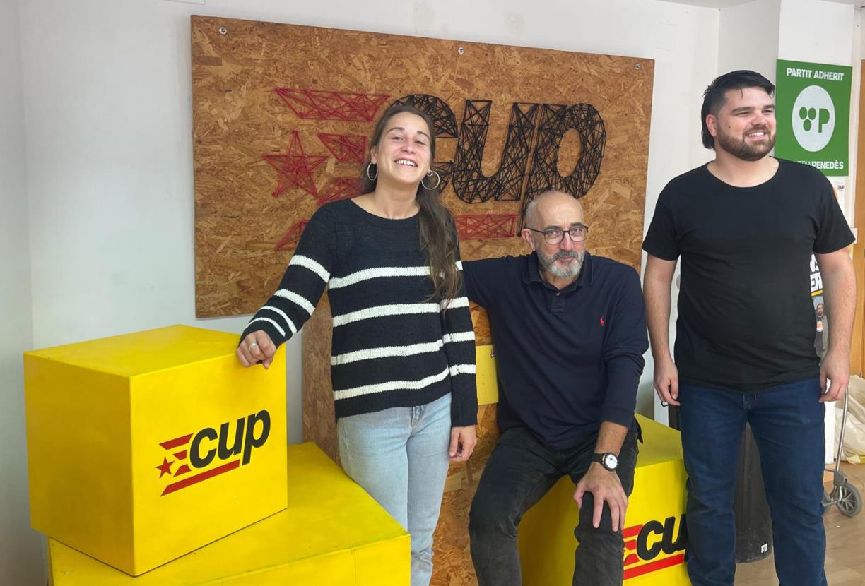 Imatge de la roda de premsa de la CUP de Vilafranca. Eix