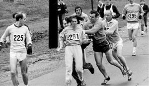 Kathrine Virginia Switzer a la marató de Massachusetts. Eix