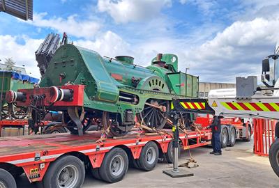 La locomotora 'Mataró' passa pel taller per a la seva restauració. Museu del Ferrocarril