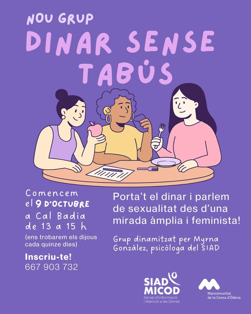 La MICOD impulsa el grup “Dinar sense tabús” per parlar de sexualitat amb mirada feminista. EIX