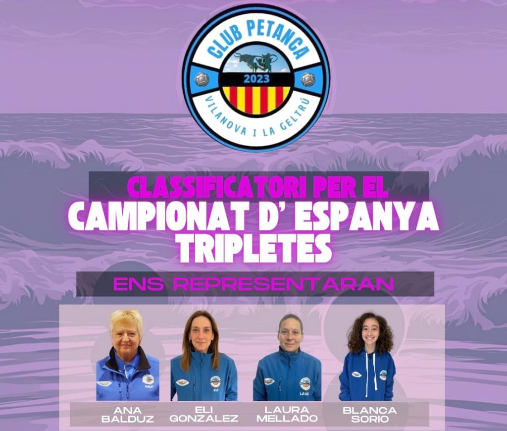 La tripleta femenina del Club Petanca Vilanova. Eix