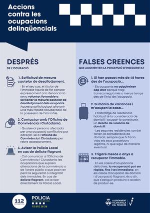 L’Ajuntament de Vilafranca inicia una campanya per informar sobre ocupacions delinqüencials. EIX