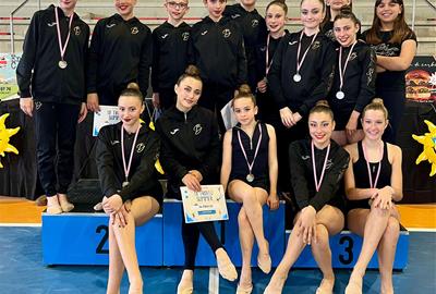 Les gimnastes del Club Gimnàstic Ballerina Vilanova i la Geltrú . Eix