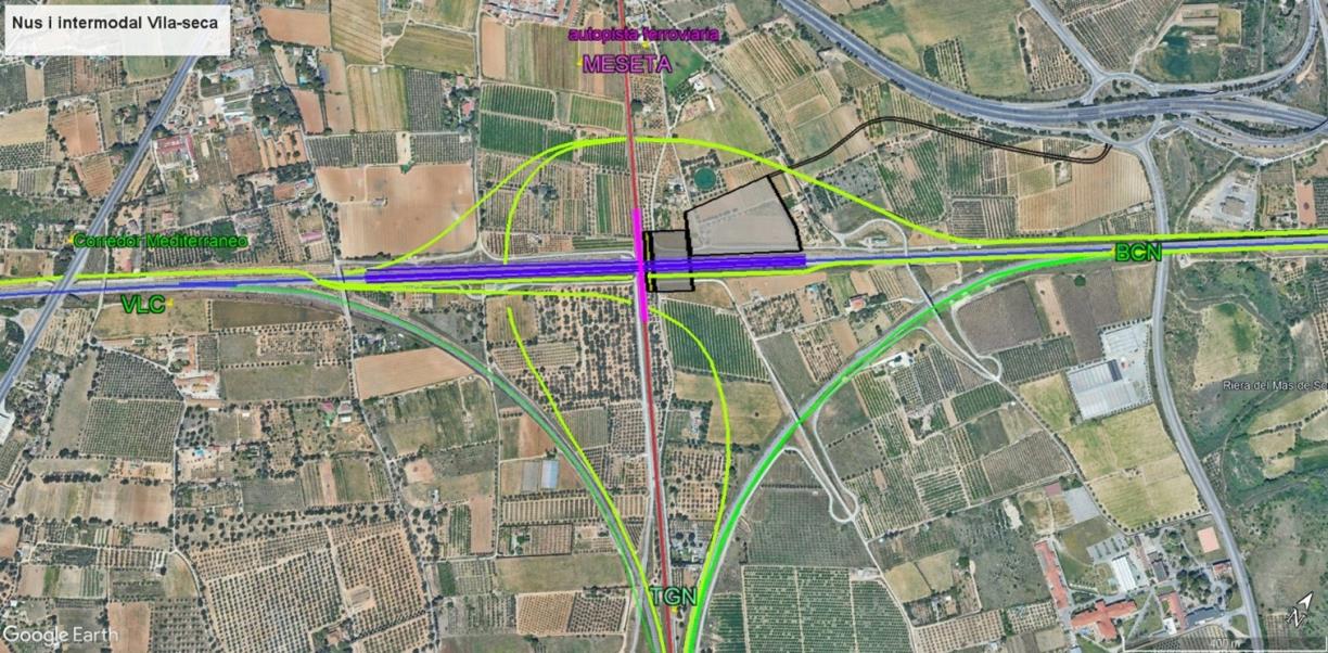 Mapa del nus de Vila-seca que es generarà amb la nova estació intermodal i tramvia. ACN