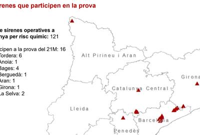 Prova de sirenes de risc químic aquest dimecres: Igualada i l’Anoia, entre les zones afectades. Generalitat de Catalunya