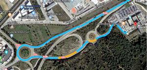 Ruta venint des de Barcelona per arribar a l'Hospital del Vendrell. Eix