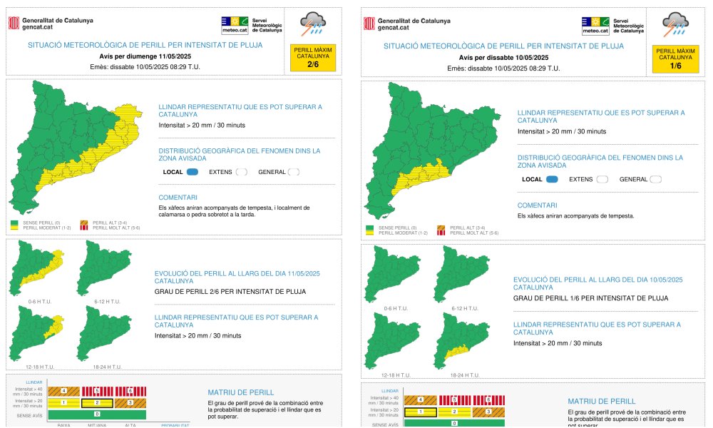 S’activa l’alerta del pla Inuncat per fortes pluges al Garraf, Alt i Baix Penedès. EIX